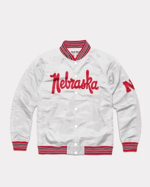 Nebraska Script Vintage White Varsity Jacket