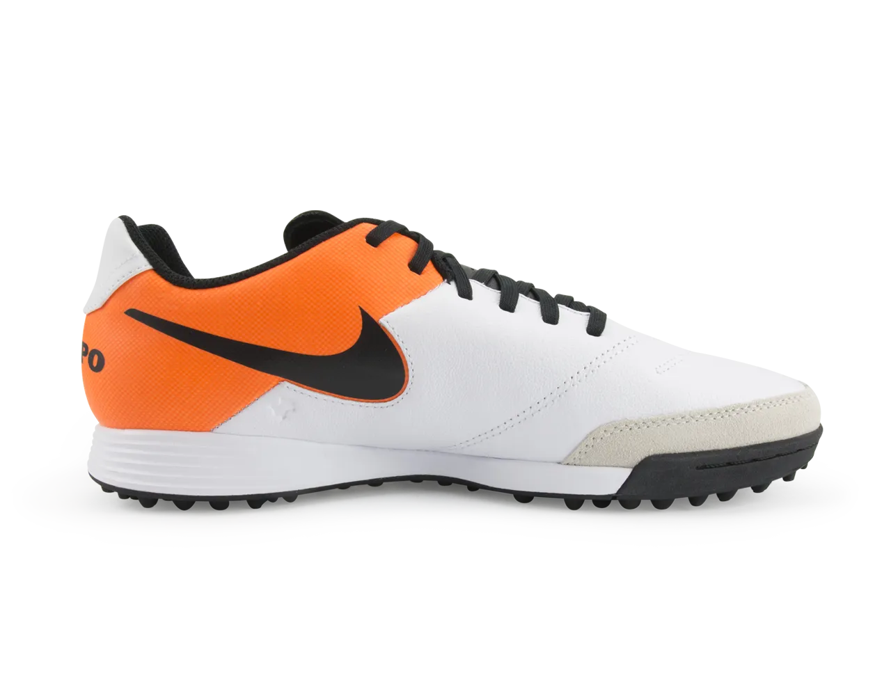 Nike Men's Tiempo Genio Leather Turf Soccer Shoes White/Black/Total Orange