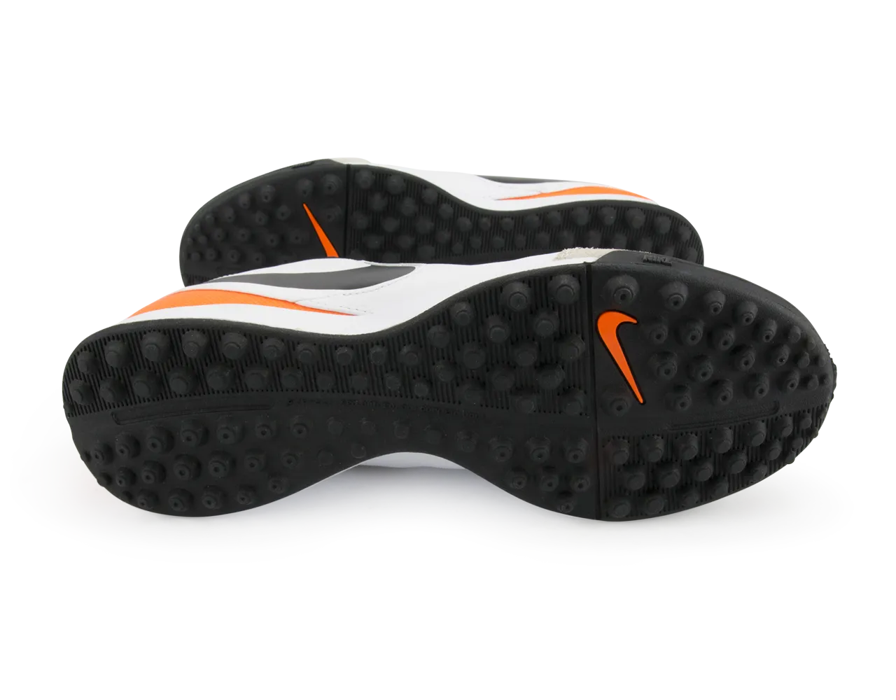 Nike Men's Tiempo Genio Leather Turf Soccer Shoes White/Black/Total Orange