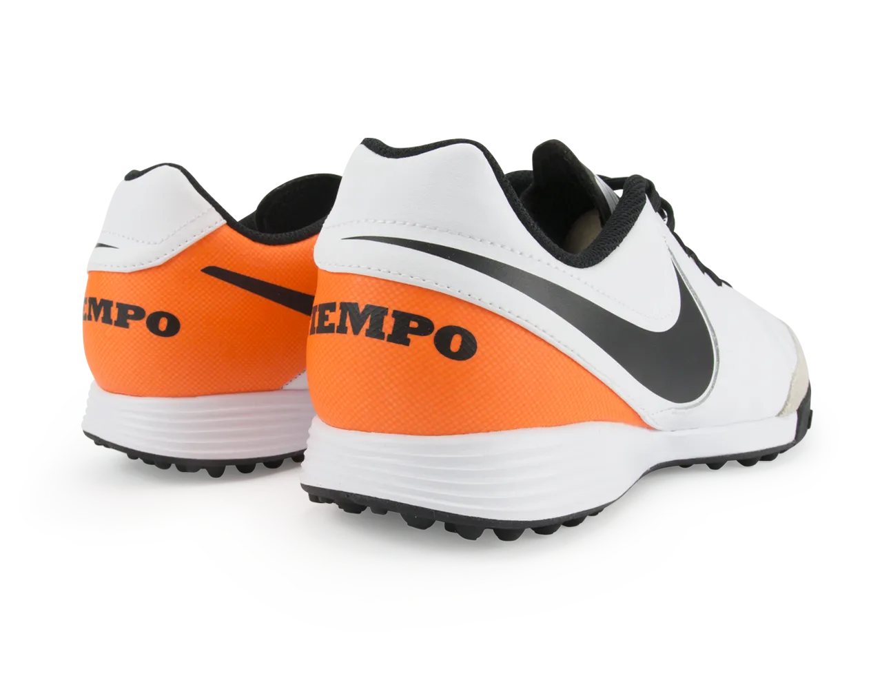 Nike Men's Tiempo Genio Leather Turf Soccer Shoes White/Black/Total Orange