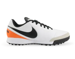 Nike Men's Tiempo Genio Leather Turf Soccer Shoes White/Black/Total Orange