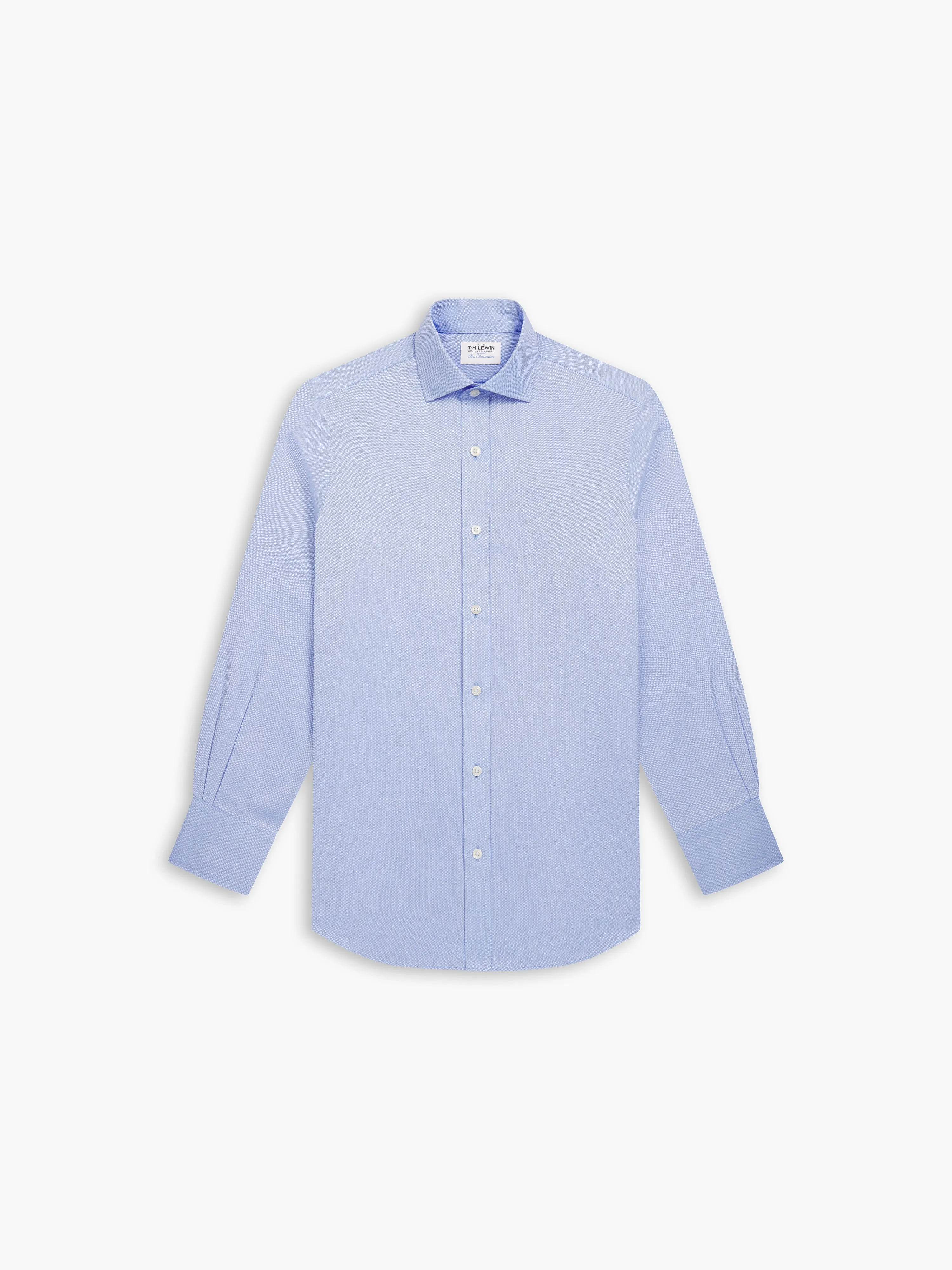 Non-Iron Blue Royal Oxford Fitted Single Cuff Classic Collar Shirt