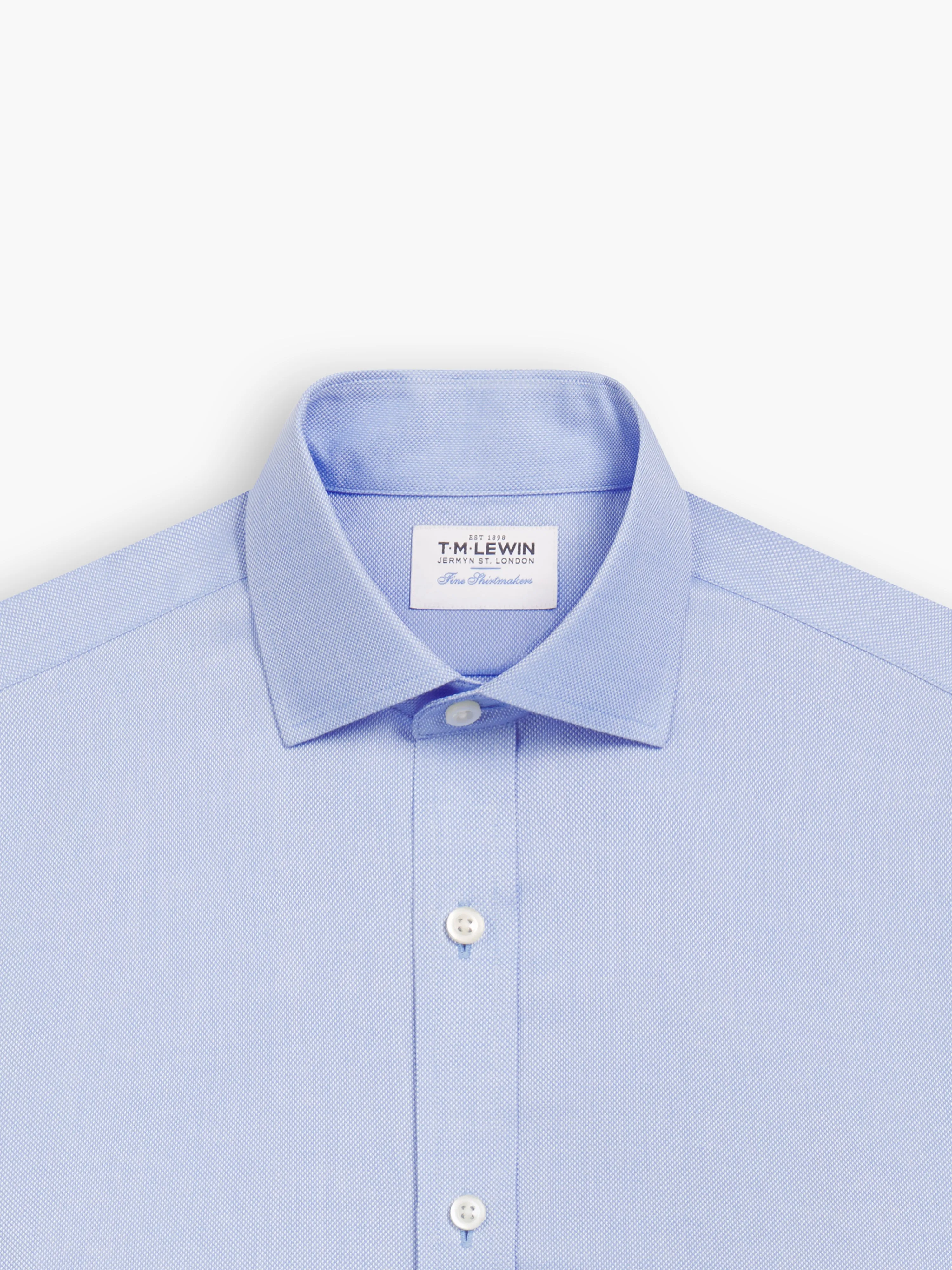 Non-Iron Blue Royal Oxford Fitted Single Cuff Classic Collar Shirt