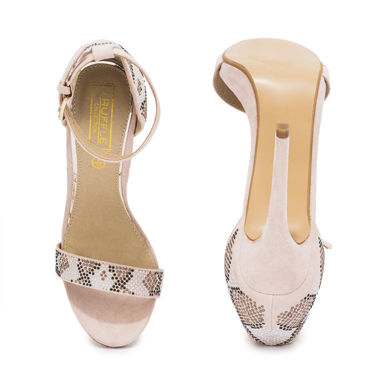 Nude Embelished Detail Stiletto Sandal