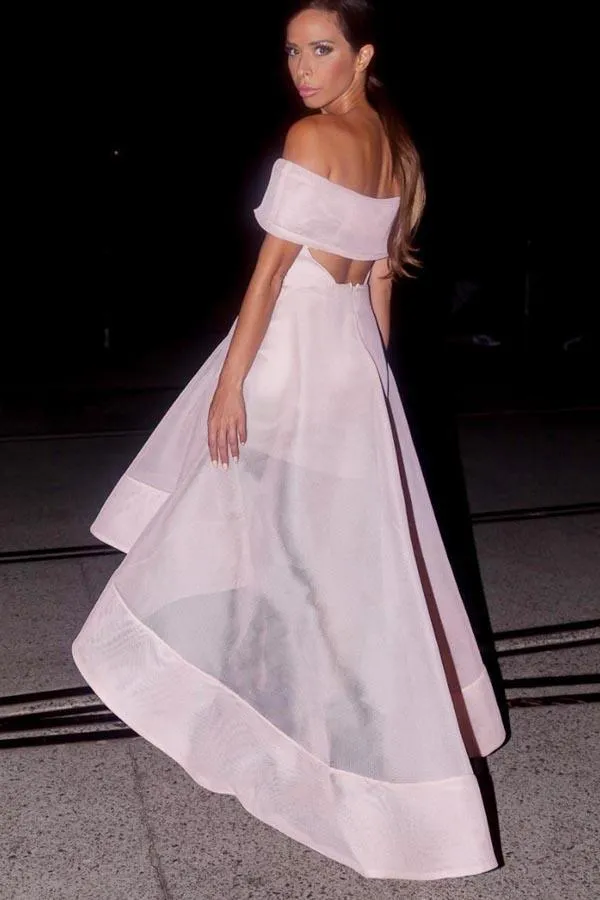 Off-the-Shoulder High Low Sleeveles Organza Homecoming Dress PD072