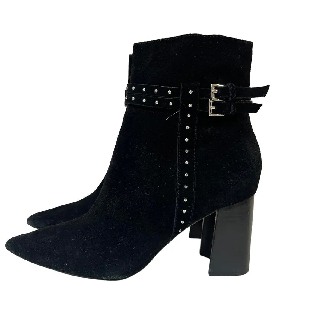 PAIGE Celia Black Suede Studded Bootie - Size 7