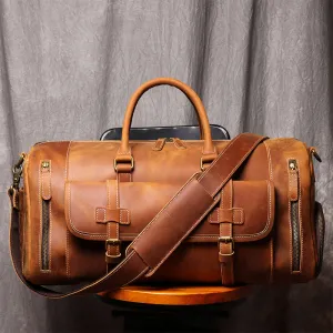 Personalized Leather Duffle Bag, Travel Weekender Bag, Vacation Duffel Bag, Overnight Bag, Holdall