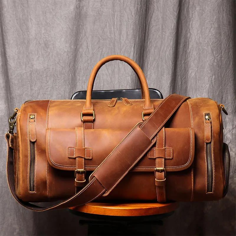 Personalized Leather Duffle Bag, Travel Weekender Bag, Vacation Duffel Bag, Overnight Bag, Holdall