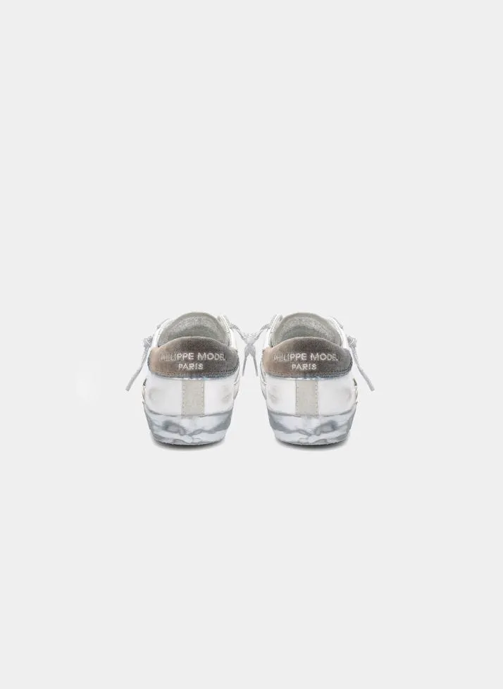 Philippe Model Prsx Low Sneakers in White/Silver