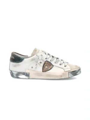 Philippe Model Prsx Low Sneakers in White/Silver