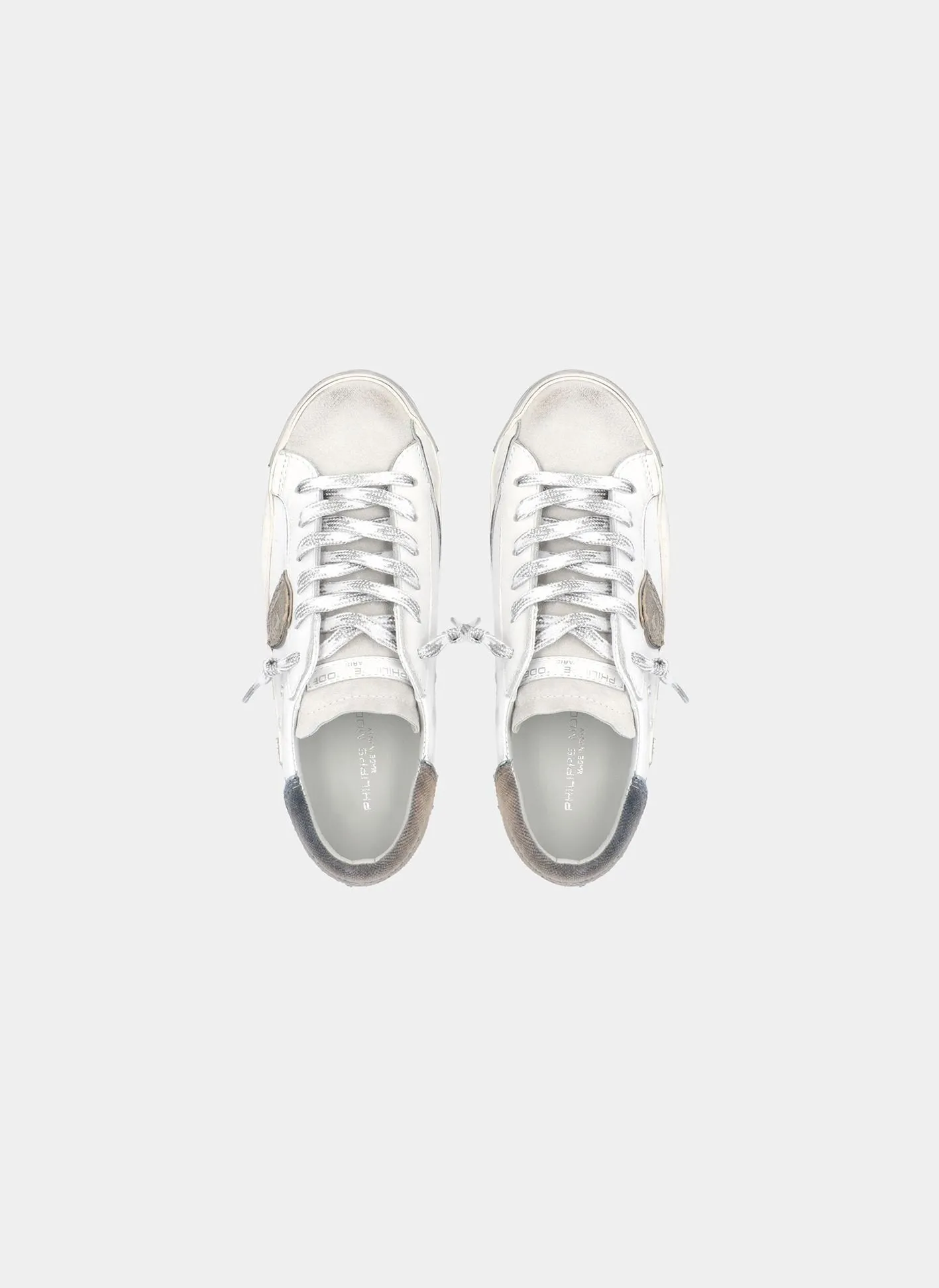 Philippe Model Prsx Low Sneakers in White/Silver