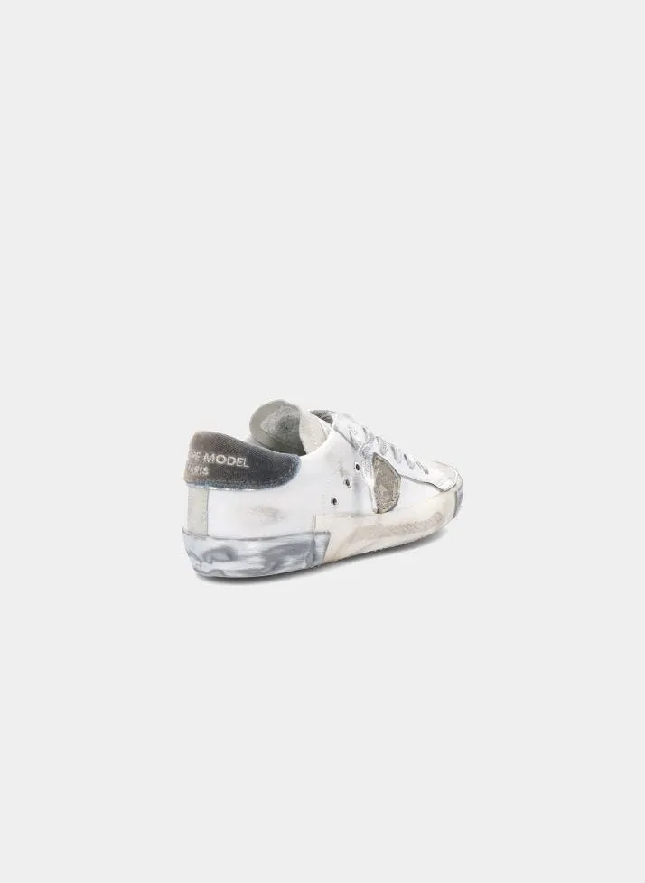 Philippe Model Prsx Low Sneakers in White/Silver