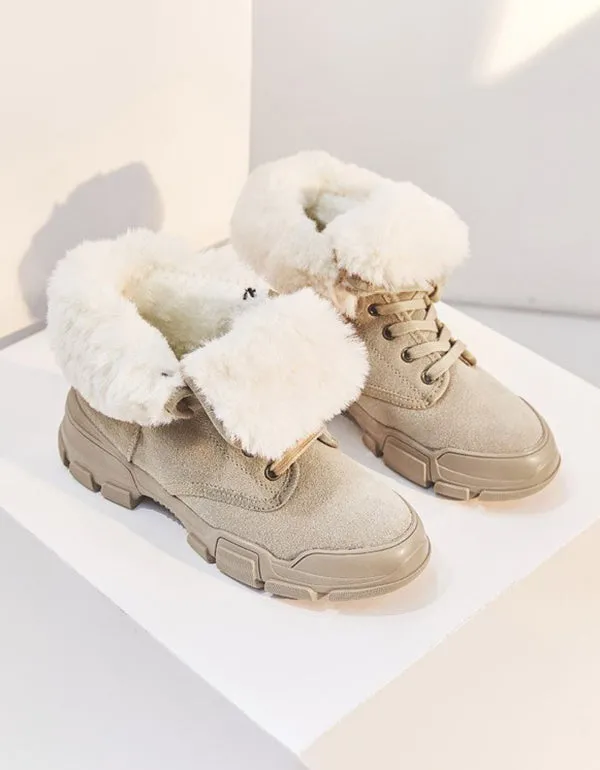 Plush Martin Thick Suede Winter Boots For Women