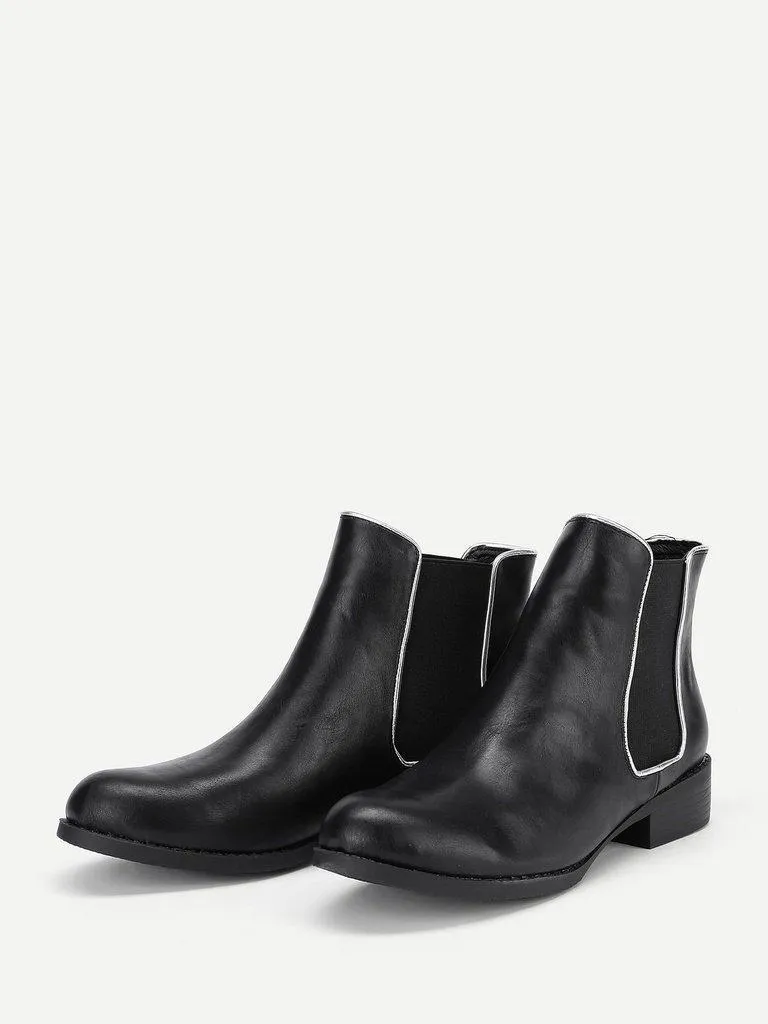 Round Toe PU Chelsea Boots