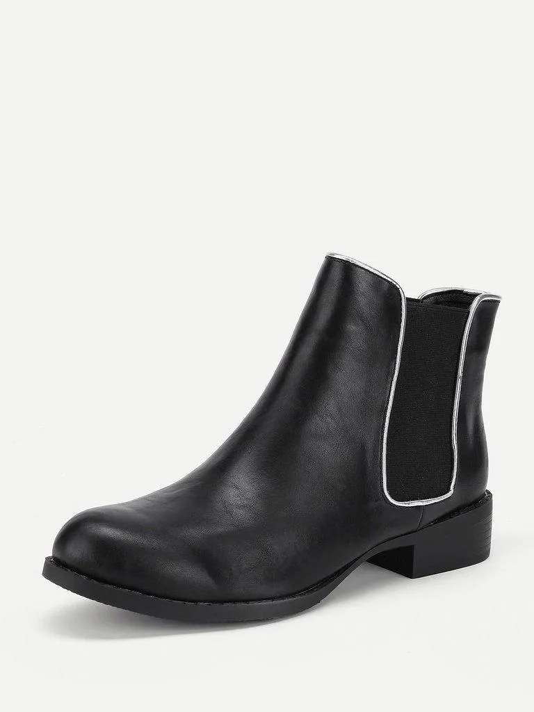 Round Toe PU Chelsea Boots