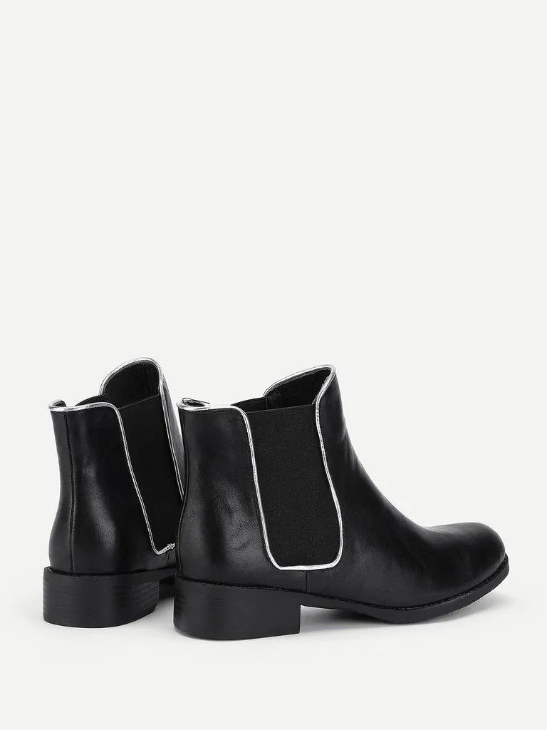 Round Toe PU Chelsea Boots