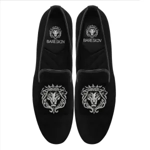 Silver Lion Zardosi Black Velvet Slip-On by Brune & Bareskin
