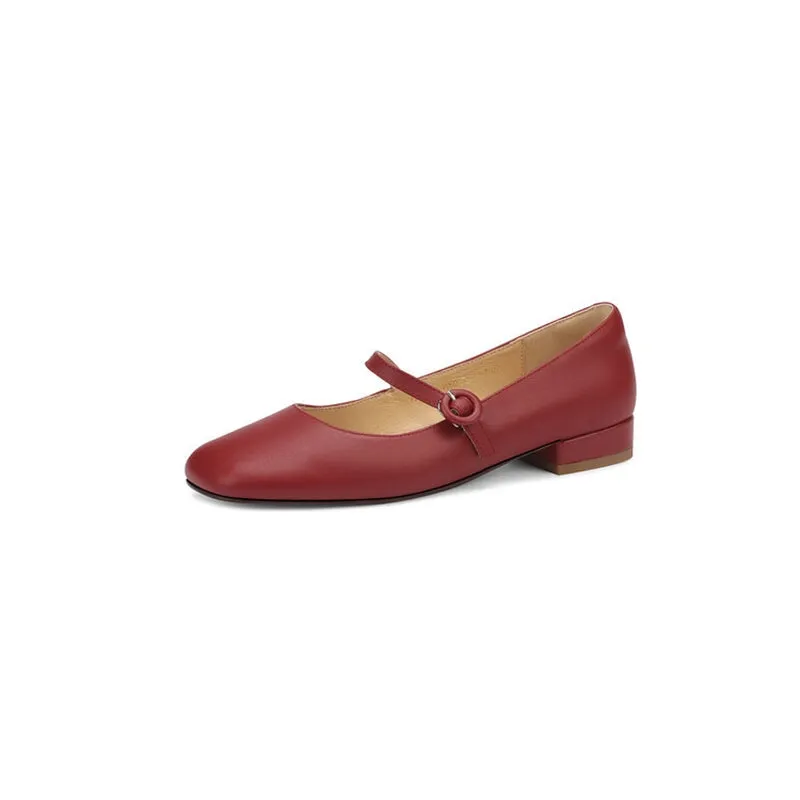 Soft Leather Mary Jane Shoes Beige/Green/Red