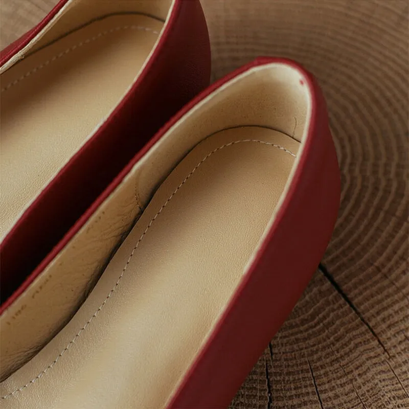 Soft Leather Mary Jane Shoes Beige/Green/Red