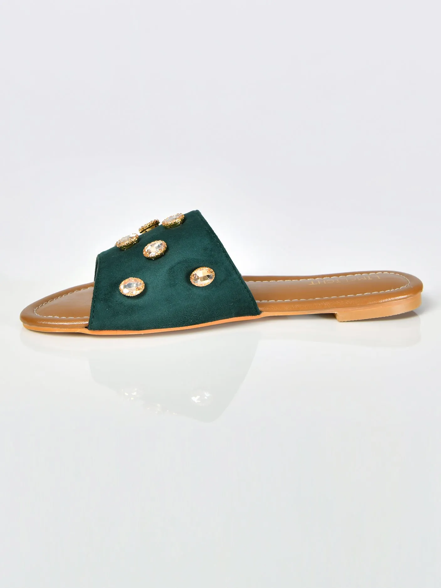 Stone Studded Sandals-Green