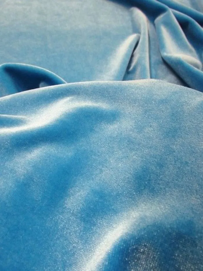 Stretch Velvet Velour Spandex 360 Grams Costume Fabric / Baby Blue / Sold By The Yard