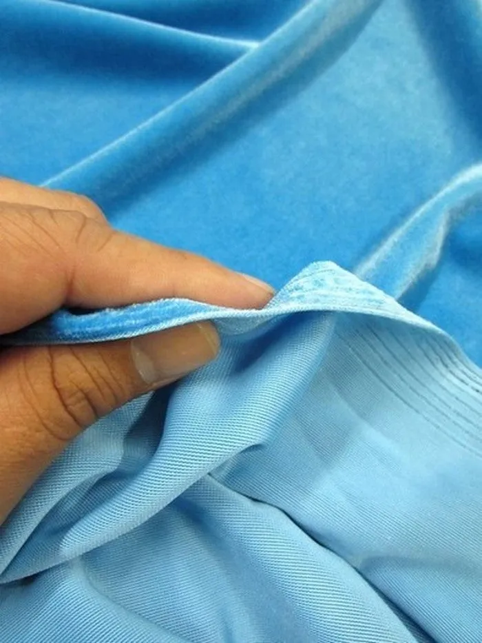 Stretch Velvet Velour Spandex 360 Grams Costume Fabric / Baby Blue / Sold By The Yard