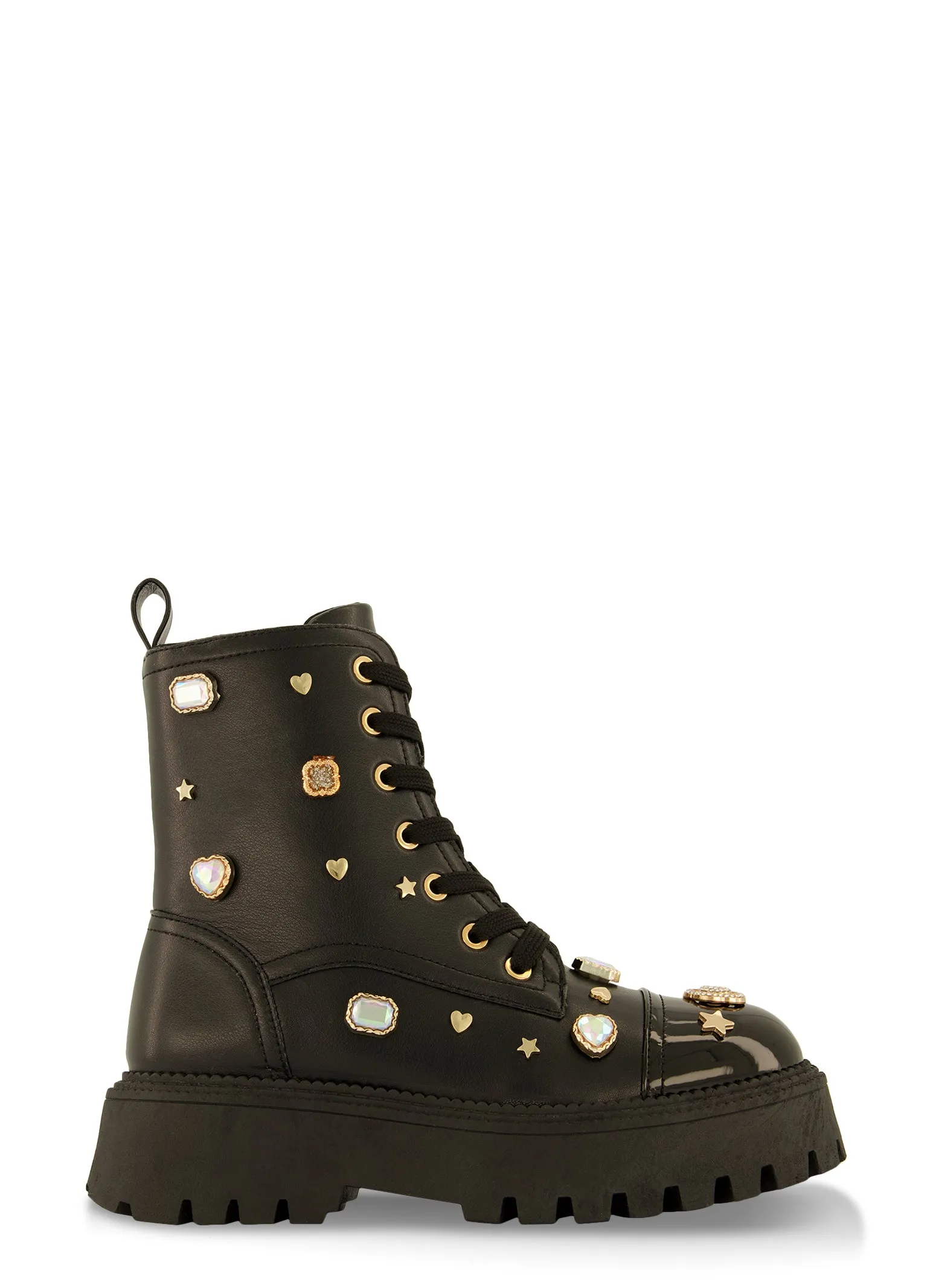 Studded Charm Combat Boots