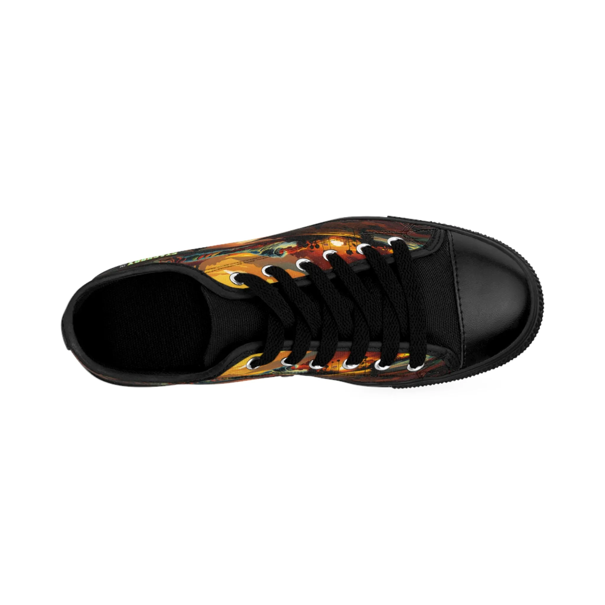 Sunset Waves, Surfboards, & Kraken - Custom Men's Sneakers - Surfboard Design #002