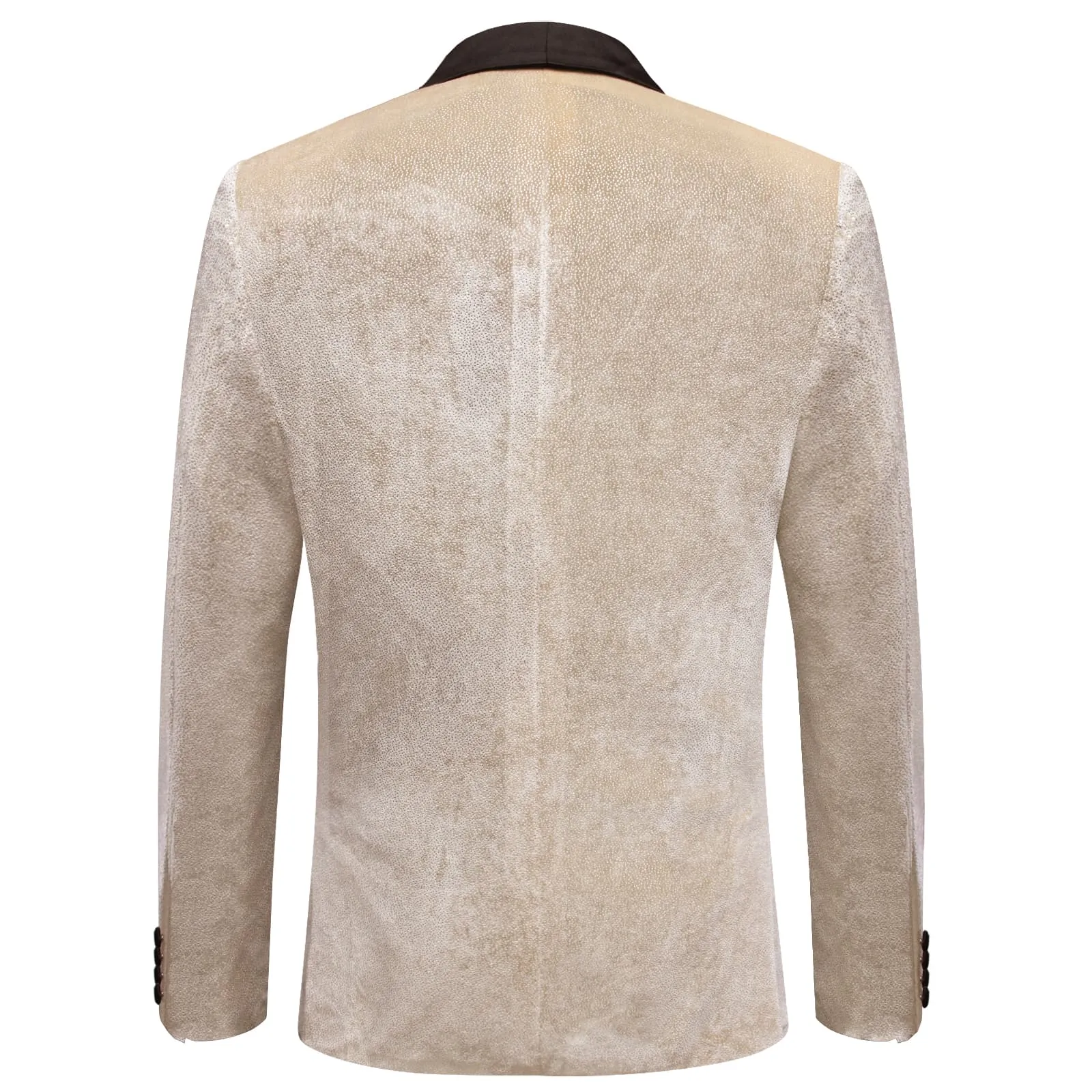 Ties2you Velvet Suit Champagne Solid Hot Stamping Shawl Collar Mens Suit Jacket for Prom