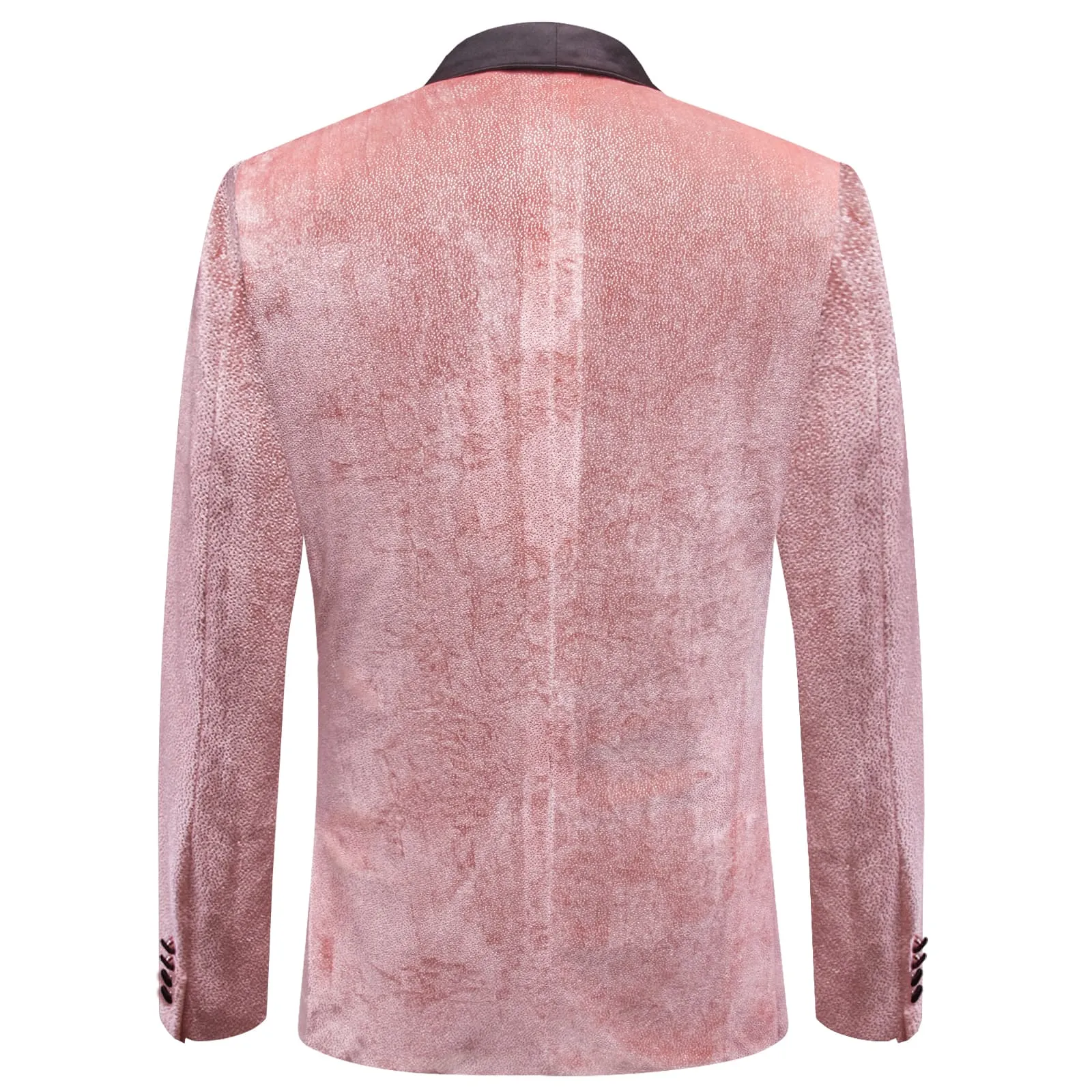 Ties2you Velvet Suit Rose Pink Solid Hot Stamping Shawl Collar Mens Suit Jacket for Prom