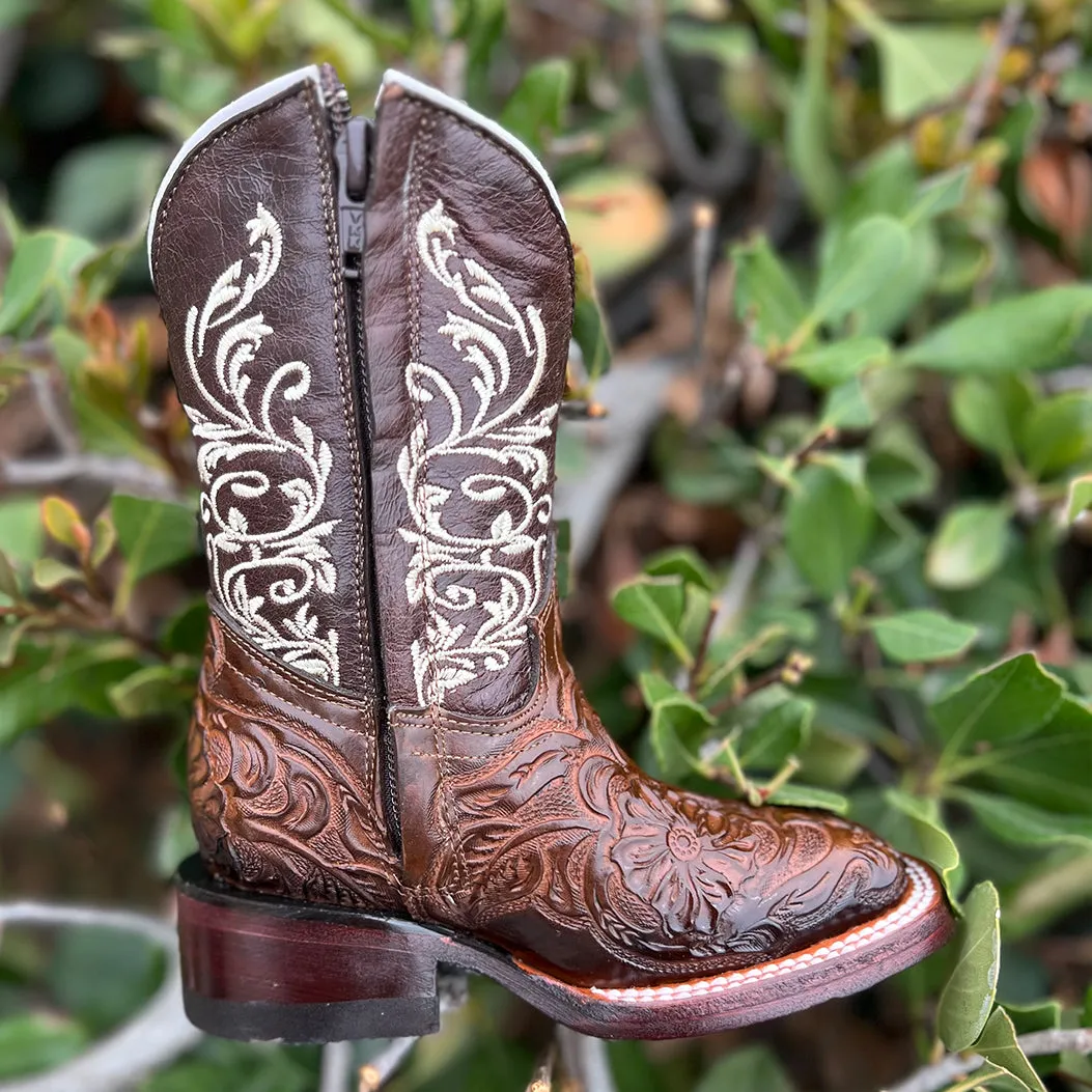 Tooled Print Kids Cowgirl Boot