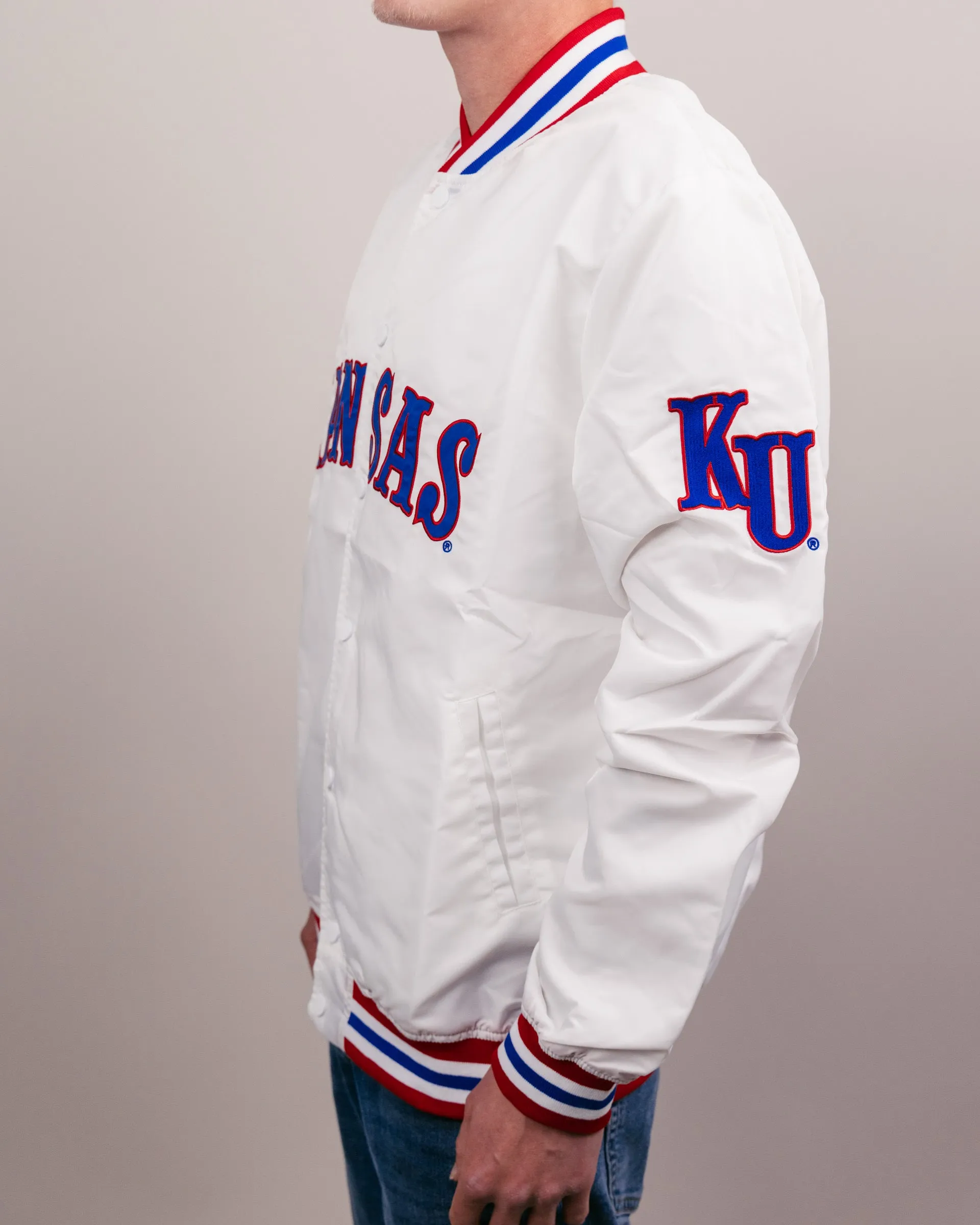 University of Kansas Arch White Varsity Jacket