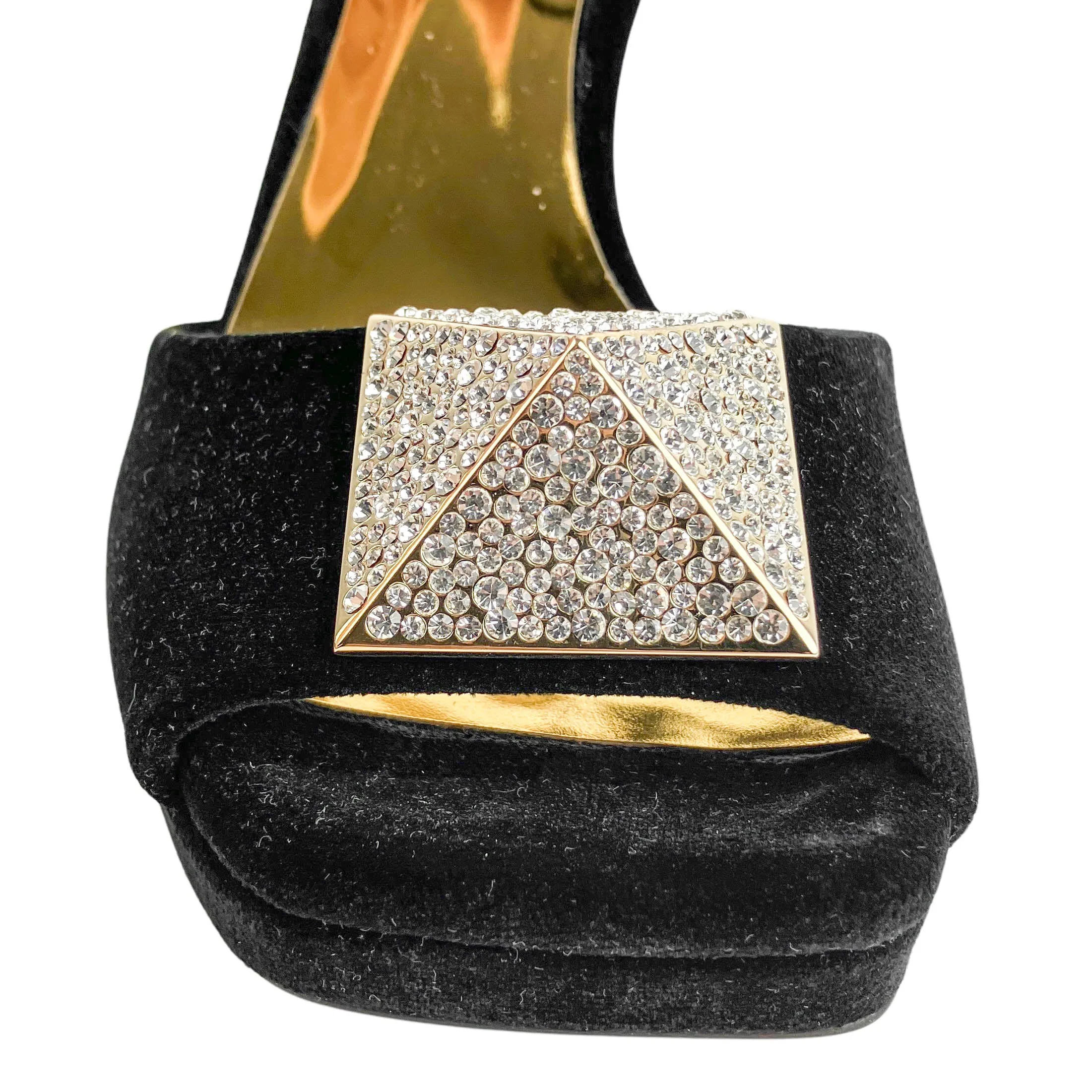 Valentino One Stud Velvet Open Toe Heels