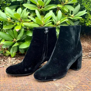 Vince Velvet High Heel Zip Up Ankle Boots - Size 5.5