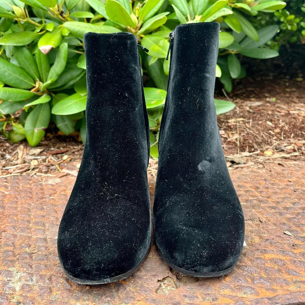 Vince Velvet High Heel Zip Up Ankle Boots - Size 5.5