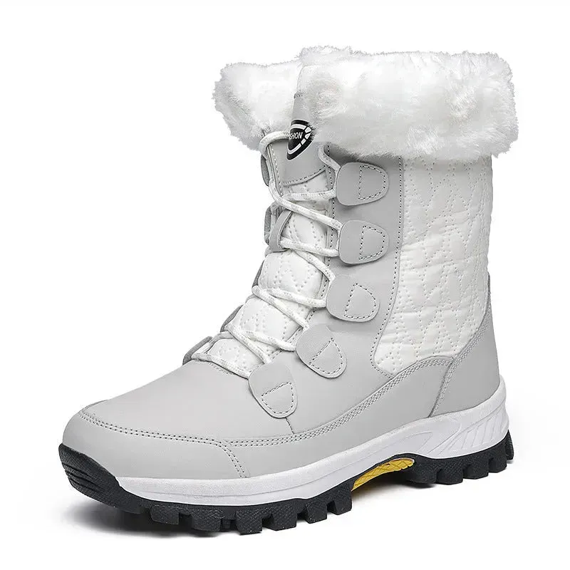 Winter Waterproof Snow Boots Women's Mid-calf Front Zipper
