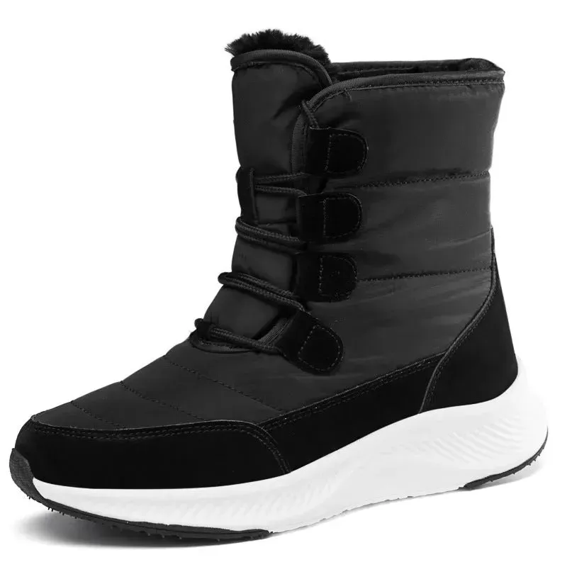 Winter Waterproof Snow Boots Women's Mid-calf Front Zipper