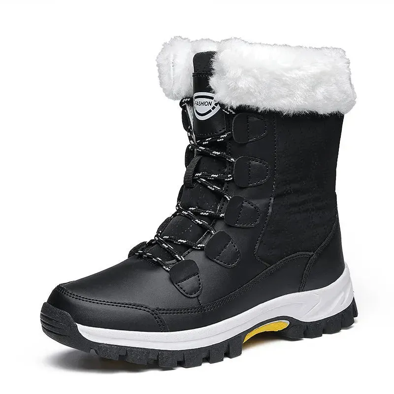 Winter Waterproof Snow Boots Women's Mid-calf Front Zipper