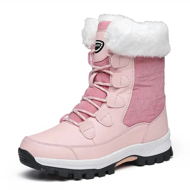 Winter Waterproof Snow Boots Women's Mid-calf Front Zipper