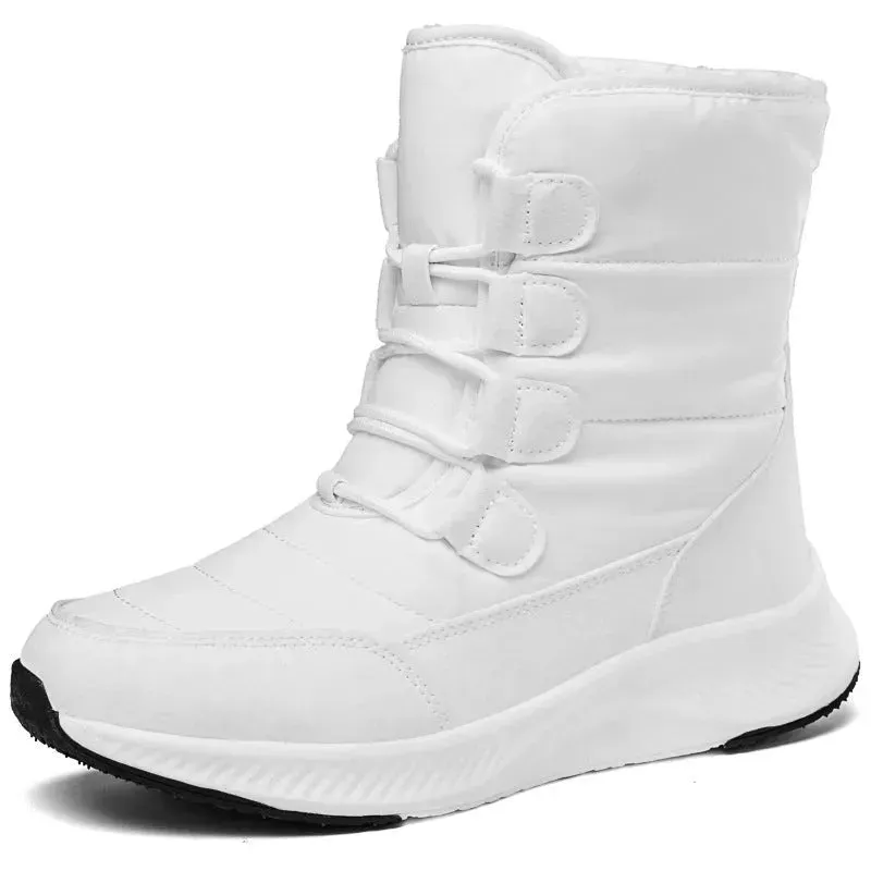 Winter Waterproof Snow Boots Women's Mid-calf Front Zipper