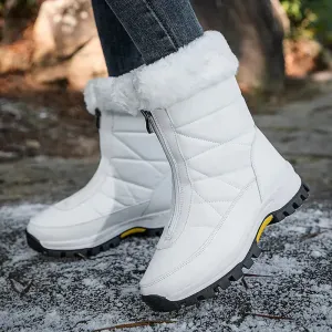Winter Waterproof Snow Boots Women's Mid-calf Front Zipper
