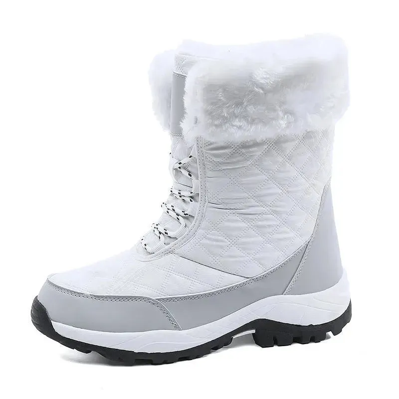 Winter Waterproof Snow Boots Women's Mid-calf Front Zipper
