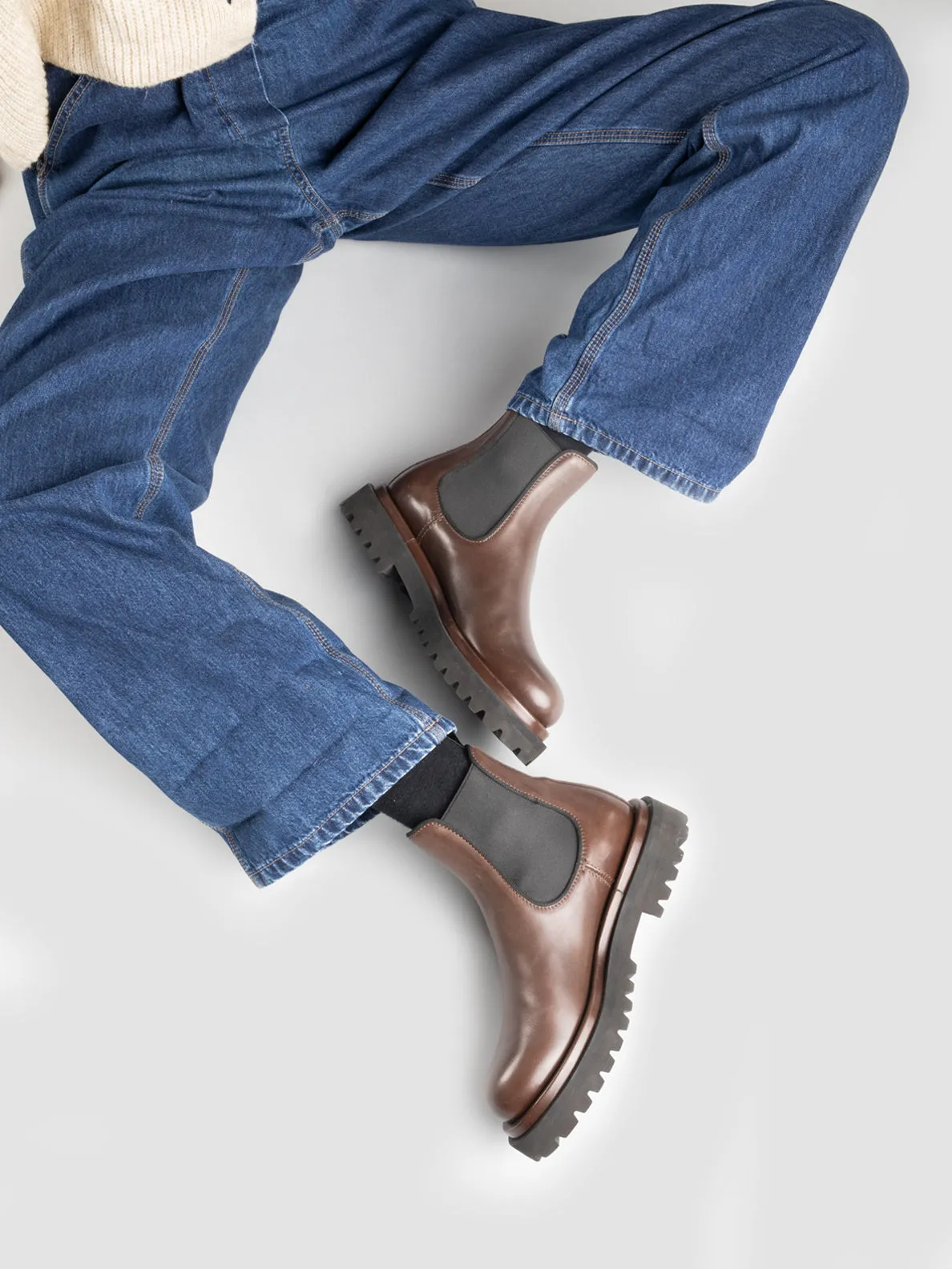 WISAL 006 - Taupe Leather Chelsea Booties