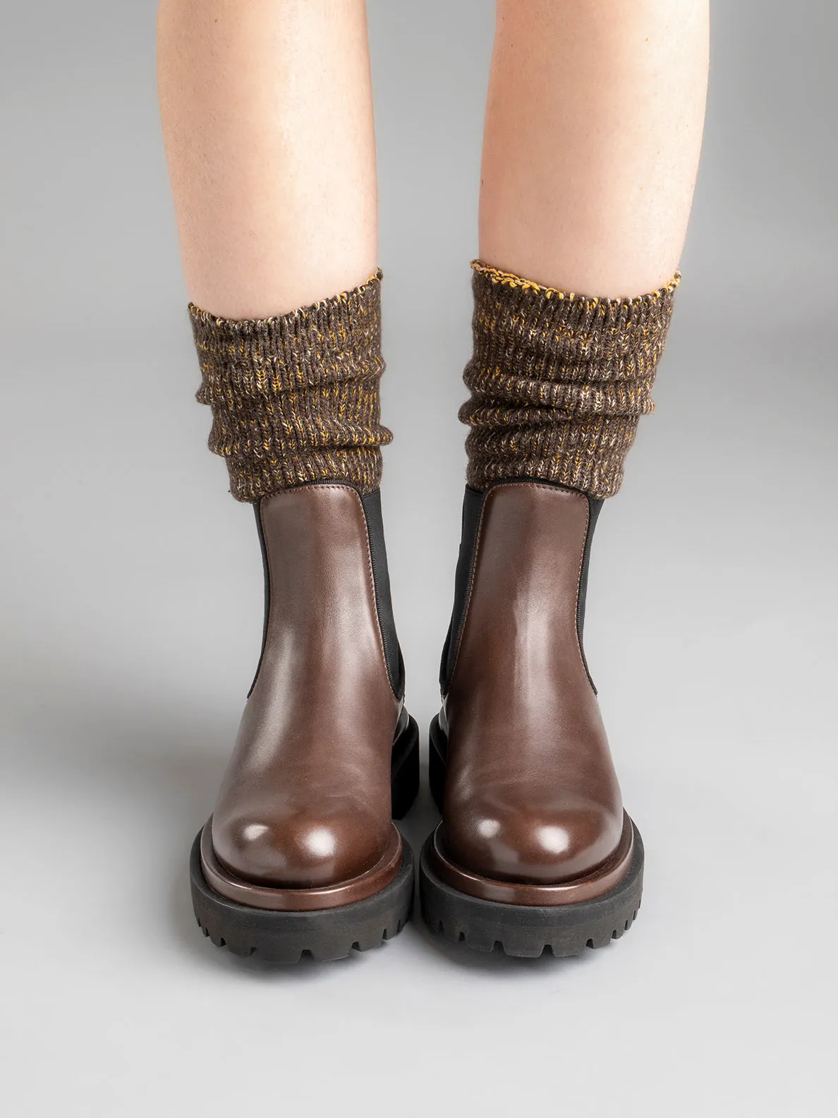 WISAL 006 - Taupe Leather Chelsea Booties