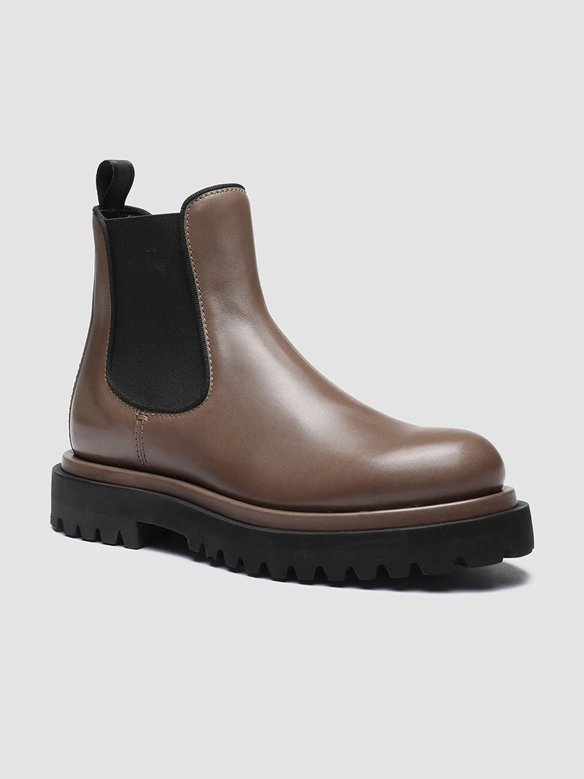 WISAL 006 - Taupe Leather Chelsea Booties
