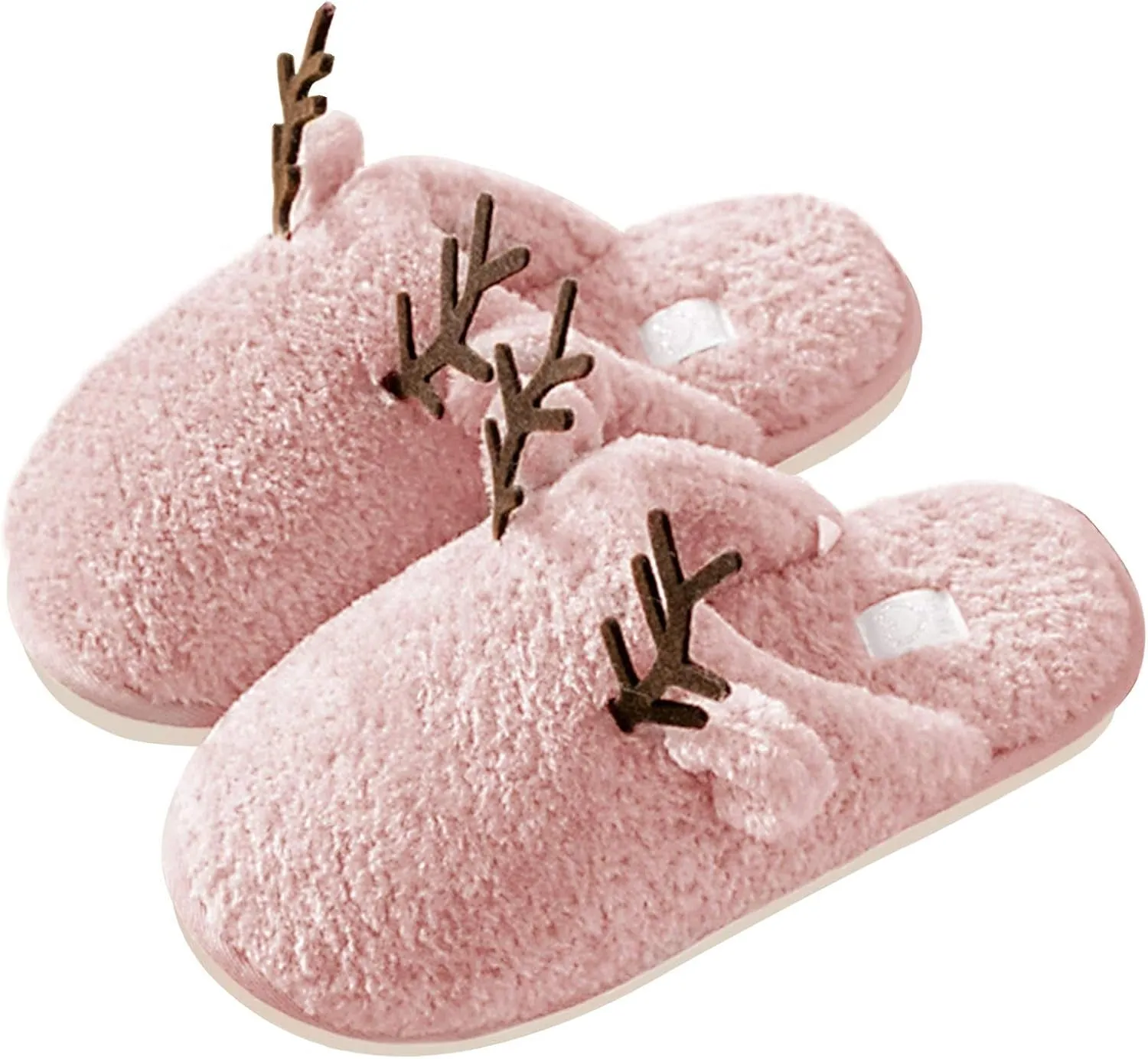 Women'S Cozy Fuzzy Fleece Slippers Memory Foam House Shoes Slide on Reindeer anti Slip Bedroom Slippers Indoor Outdoor