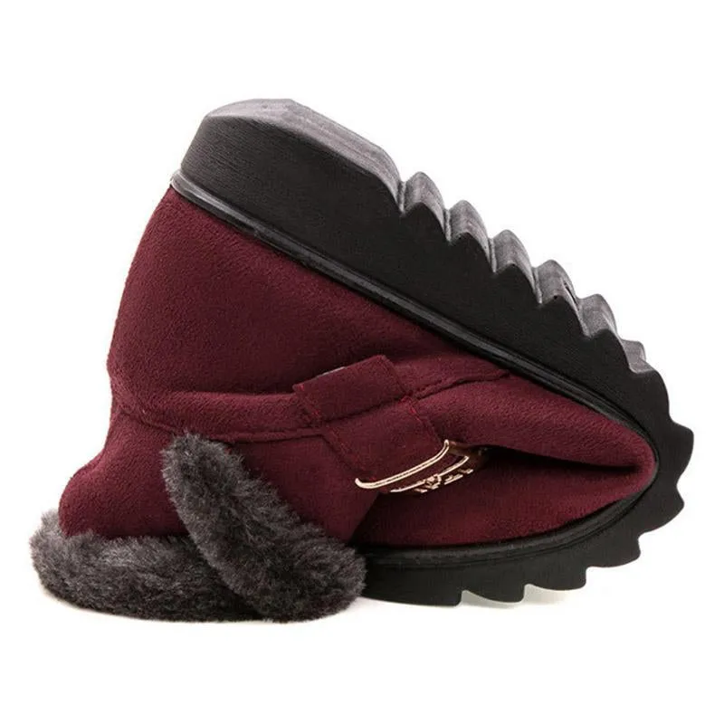 Women's fur lining snow boots non-slip ankle winter boots wide calf snow boots for mom