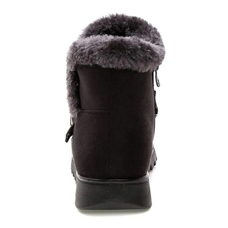 Women's fur lining snow boots non-slip ankle winter boots wide calf snow boots for mom