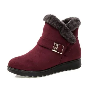 Women's fur lining snow boots non-slip ankle winter boots wide calf snow boots for mom