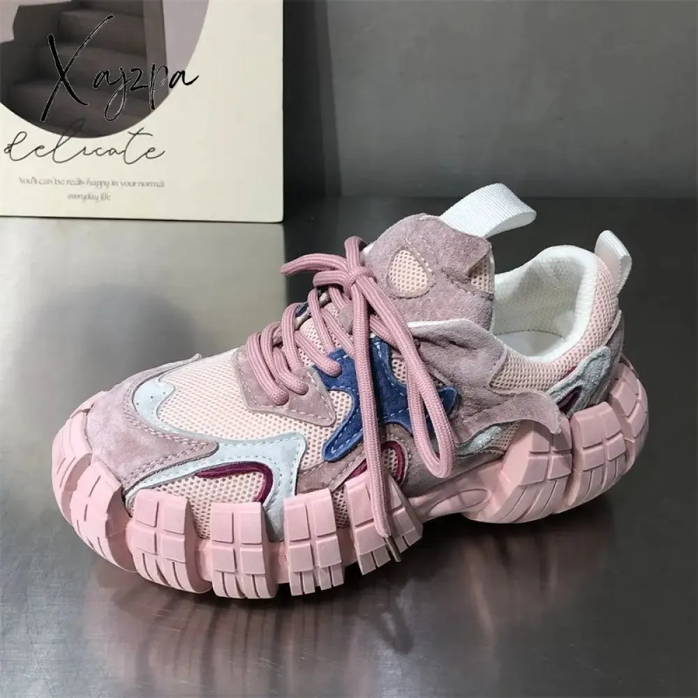 Xajzpa - 2023 Platform Mesh Sneakers Women Breathable Tennis Female Vulcanized Shoes Spring Chunky Sneakers Sports Dad Shoes Woman